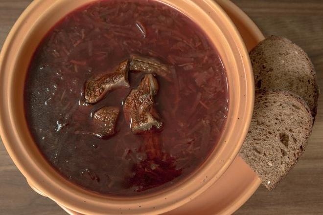 Lithuanian beetroot soup with Boletus